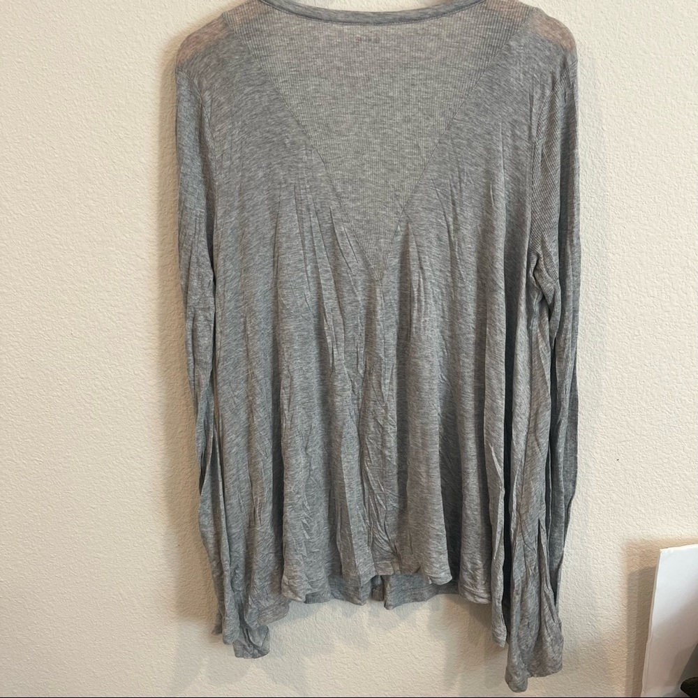 Three Dots Gray Draped Front Ribbed Button Up Shi… - image 7